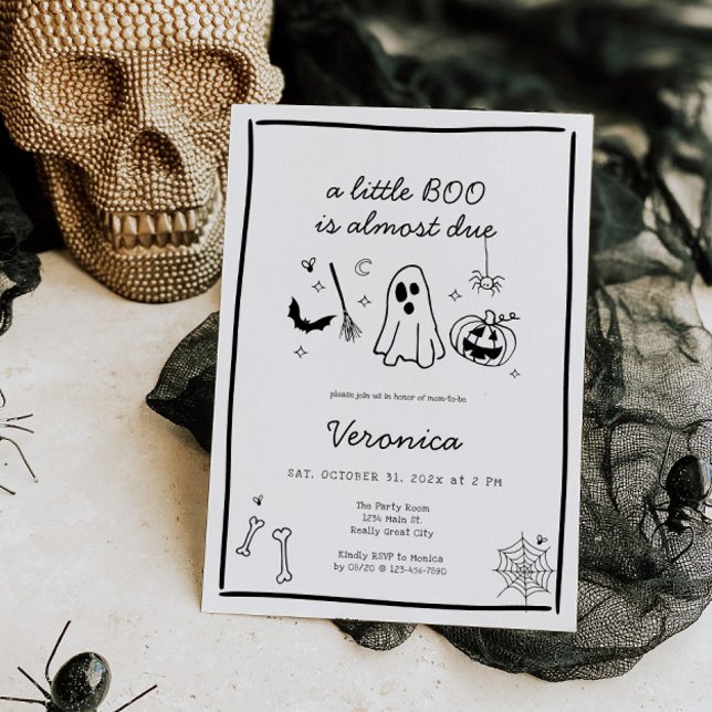 Invitation Doodle d'Halloween Baby shower neutre (Cute Halloween Baby Shower Invite)