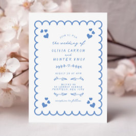 Invitation Doodle d'onde funky illustré Mariage écrit à la ma