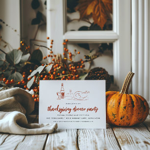Invitation Doodle Fantaisiste Dîner de Thanksgiving