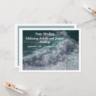 Invitation Doodle hearts, ocean photo, and love