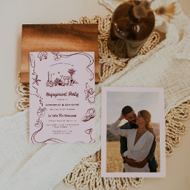 Invitation Doodle lunaire | Parti d'engagement italien