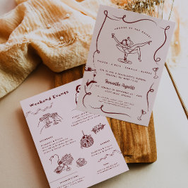 Invitation Doodle rétro lunaire | Fin de semaine de bachelore