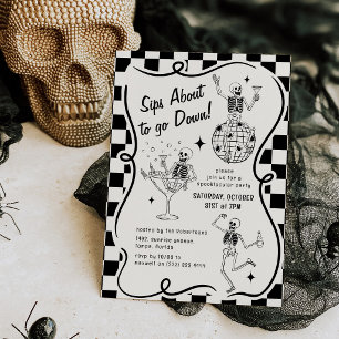 Invitation Doodle Skeletons 'Les boissons vont descendre' Hal