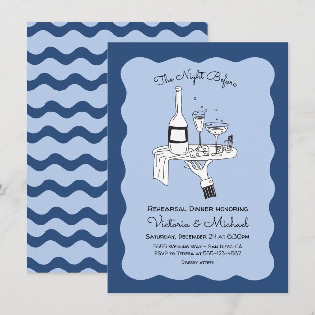 Invitation Doodle Sketch Dîner de répétition funky (Devant / Derrière)