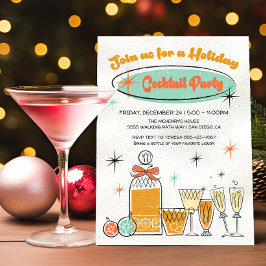 Invitation Doodle Sketch Retro Christmas Cocktail Party