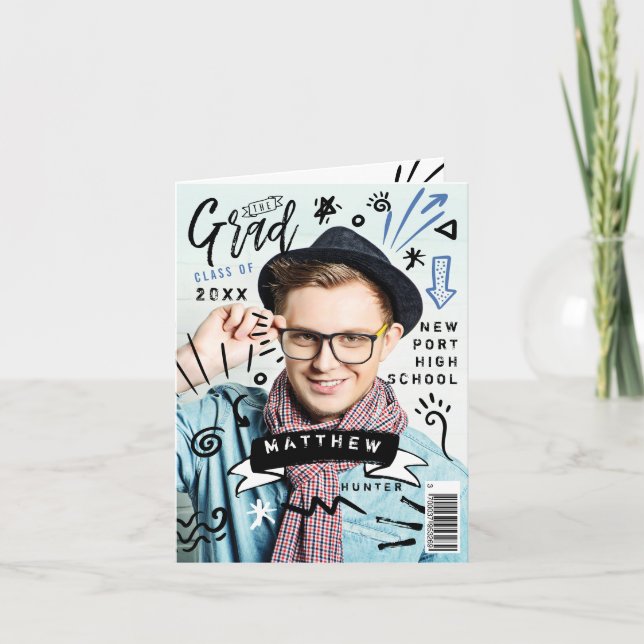 Invitation Doodle tendance Sketch Magazine Couverture Garçon  (Devant)