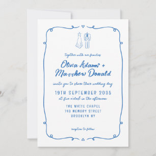 Invitation Doodles à main fantaisie Mariage de style français