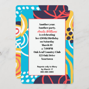 Invitation Doodles funky fête d'anniversaire