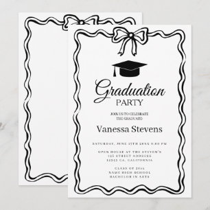 Invitation Doodles tirés à la main Classic Graduation Cap Par