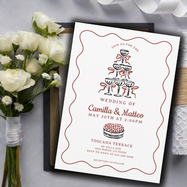 Invitation Doodles Whimsical Mariage italien (Créateur téléchargé)
