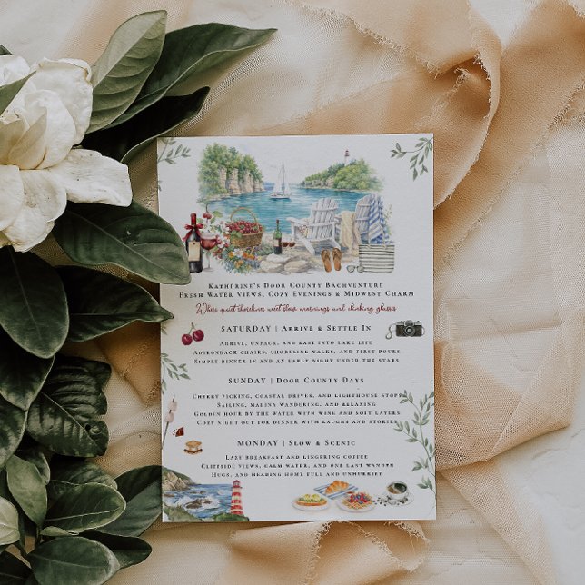 Invitation Door County Bachelorette Weekend Itinerary  (Créateur téléchargé)