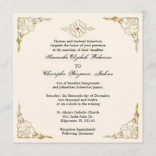 Invitation d'or élégant de mariage d'or d'accent