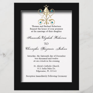 Invitation d'or élégant de mariage d'or d'accent