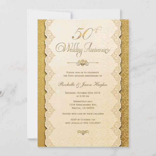 Invitation dorée pour le 50e anniversaire (Devant)