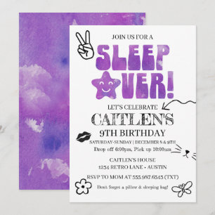Invitation Dormir au-dessus de la fête d'anniversaire Doodles