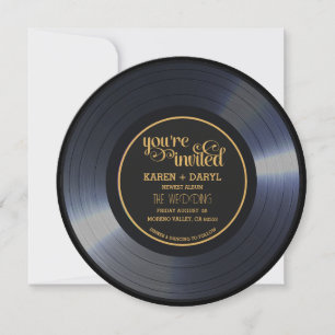 Invitation Dossier Mariage noir de vinyle rétro