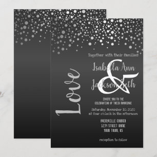 Invitation Dots Confetti Noir et Argent