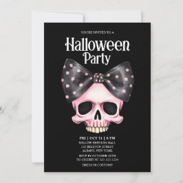 Invitation Dots crâne noir Bow rose Horreur Halloween Party