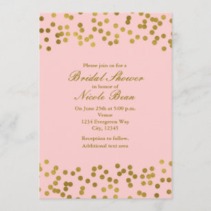 Invitation Dots de confetti de fond d'huile rose et d'or roui