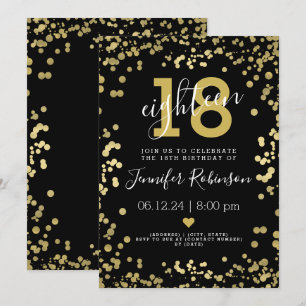 Invitation Dots d'huile d'or et de noir modernes