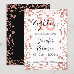 Invitation Dots d'huile Rose moderne Gold 18th Birthday