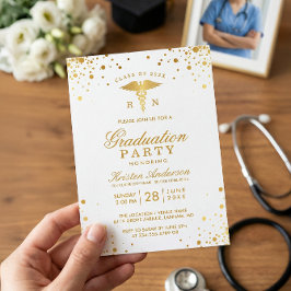 Invitation Dots d'or Médicale Soins infirmiers fête de gradua