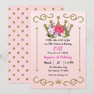 Invitation Dots floraux de Parties scintillant d'or rose 1er 