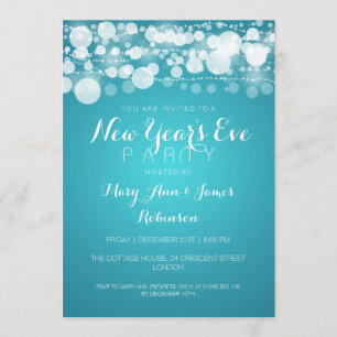 Invitation Dots turquoise de la fête de la Saint-Sylvestre