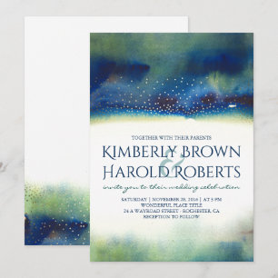 Invitation Dots Turquoises et Gold Mariage d'aquarelle modern
