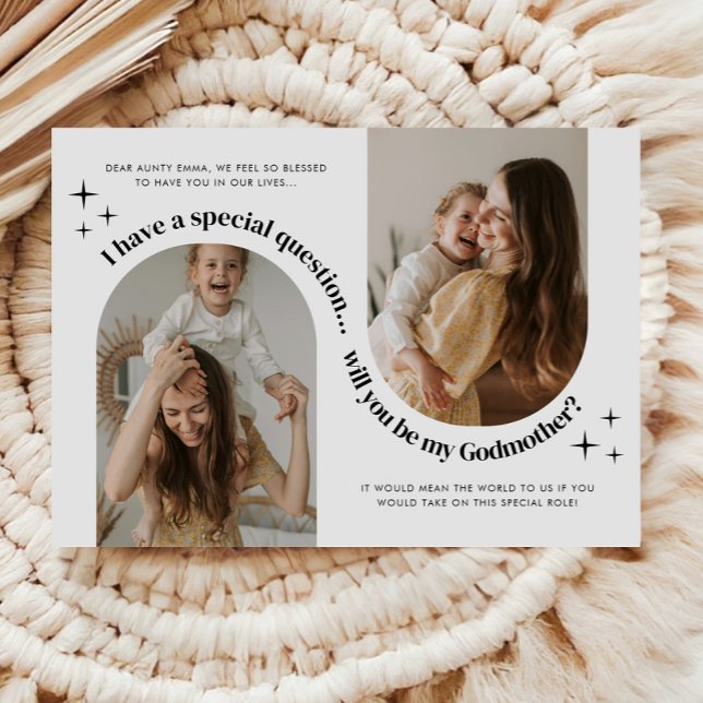 Invitation Double Arch Photo Godmother Proposal (Zazzle Double Arch Photo Godmother Proposal Invitation )