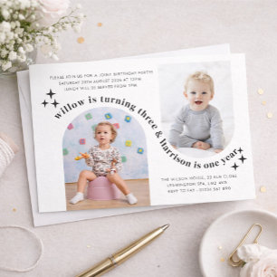 Invitation Double Arch Photo Joint Birthday