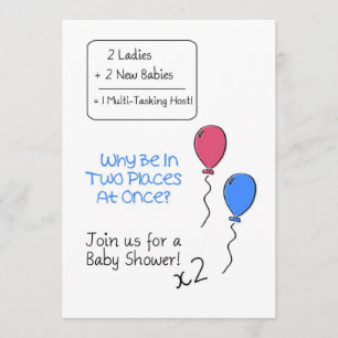 Invitation double Baby shower, ballons