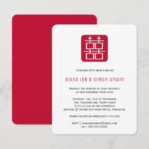 Invitation Double bonheur contemporain Mariage chinois