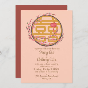 Invitation Double bonheur Sakura Mariage chinois