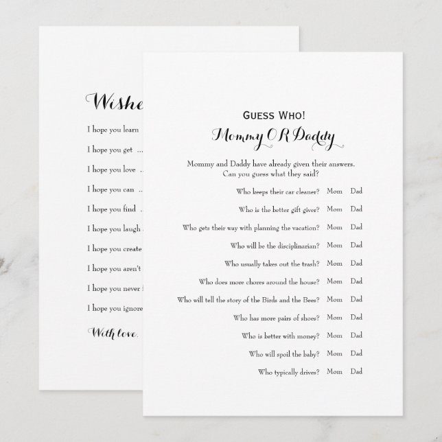 Invitation Double côté - conjecture des souhaits | de jeux de (Devant / Derrière)