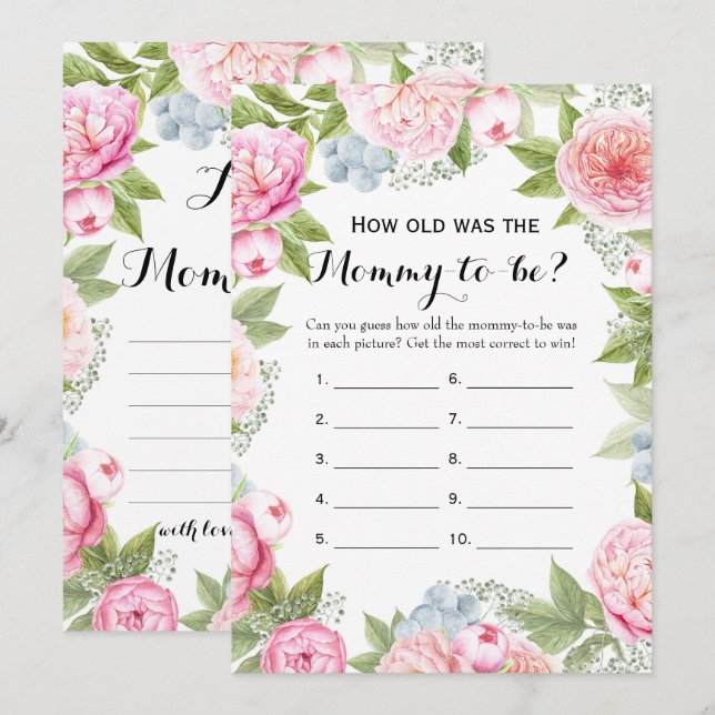 Invitation Double Côté - Jeux de 2 Baby showers - Quel âge |  (Devant / Derrière)