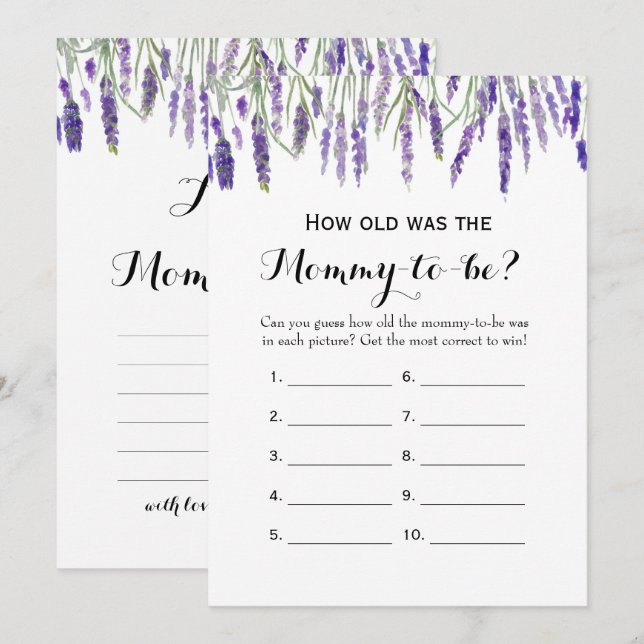 Invitation Double Côté - Jeux de 2 Baby showers - Quel âge |  (Devant / Derrière)