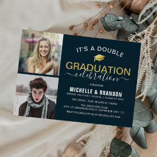 Invitation Double de la fête de graduation