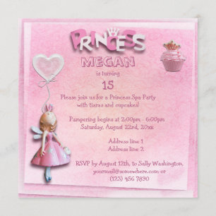 Invitation Double de partie de spa de princesse rose le 15ème