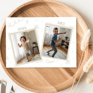 Invitation Double Enfants Garçons Frère et Sœur Photo Anniver