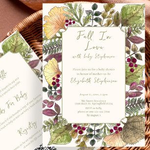 Invitation Double Face Tombez Amoureux Baby Shower d'Automne