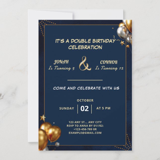 Invitation Double fête Anniversaire (Devant)