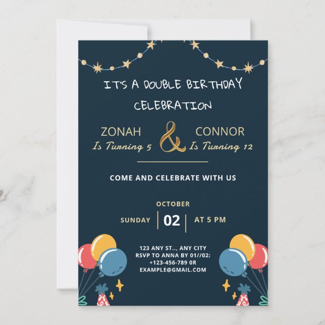 Invitation Double fête Anniversaire (Devant)