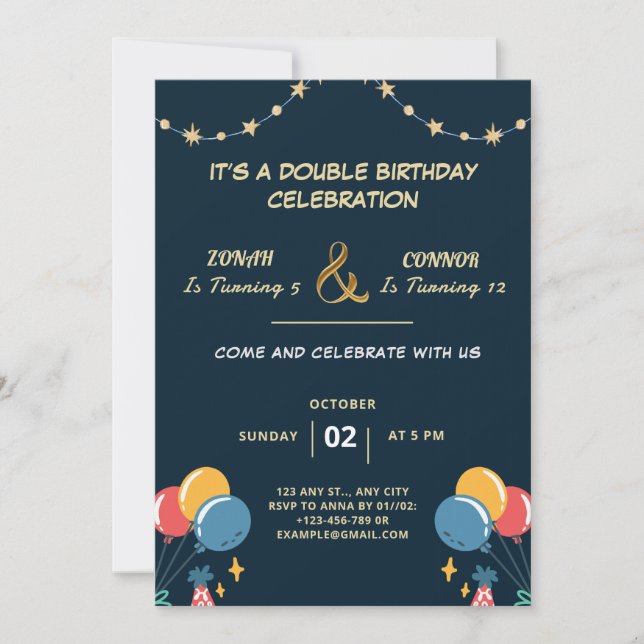 Invitation Double fête Anniversaire (Devant)