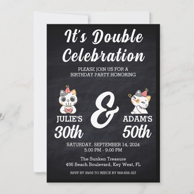 Invitation Double fête d'anniversaire (Devant)