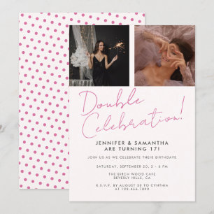 Invitation Double fête d'anniversaire conjointe Photo fille r