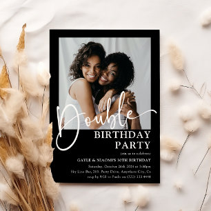 Invitation DOUBLE FÊTE D'ANNIVERSAIRE Minimal Conjointe Fête