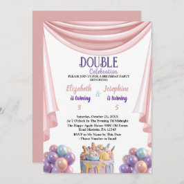 Invitation Double fête d'anniversaire pour enfants