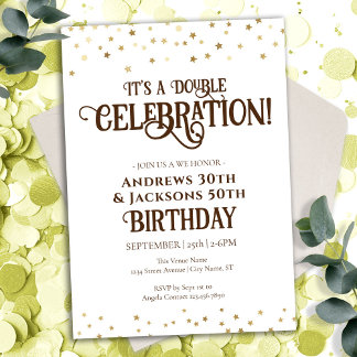 Invitation Double fête d'anniversaire Star Confetti