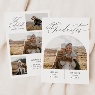 Invitation Double fête moderne Photo Graduation Party